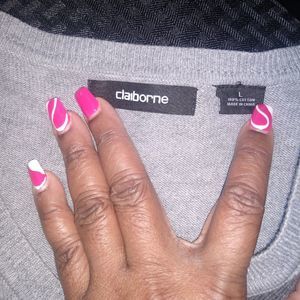 Claiborne argyle shades of grey vneck long sleeve sweater